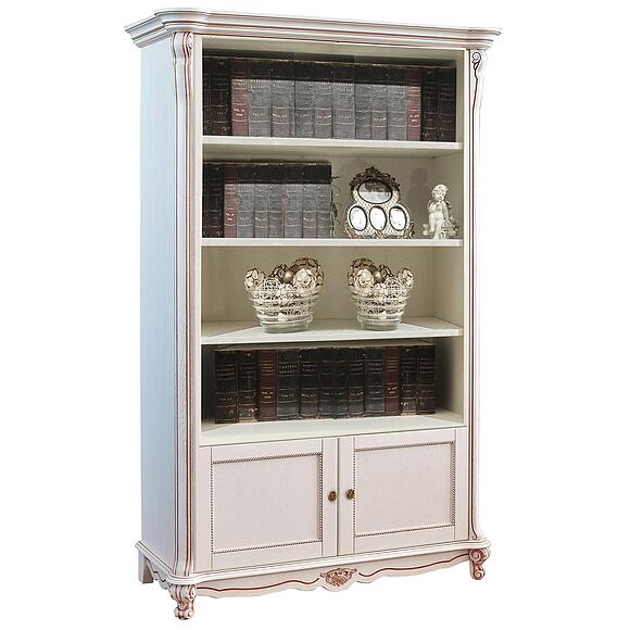 Стеллаж 2д «Алези» П1.350.0.24 (П350.24), Материал: массив дуба, Цвет: Слоновая кость с золочением (shkaf_alezi_2_p350_24_slon_kost_zoloto.jpg) Стеллаж 2д «Алези» П1.350.0.24 (П350.24)