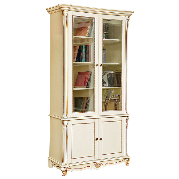 Шкаф комбинированный 2д «Алези» П1.350.2.01, Материал: массив дуба, Цвет: Слоновая кость с золочением (shkaf_alezi_P395_15_.jpg) Шкаф комбинированный 2д «Алези» П1.350.2.01