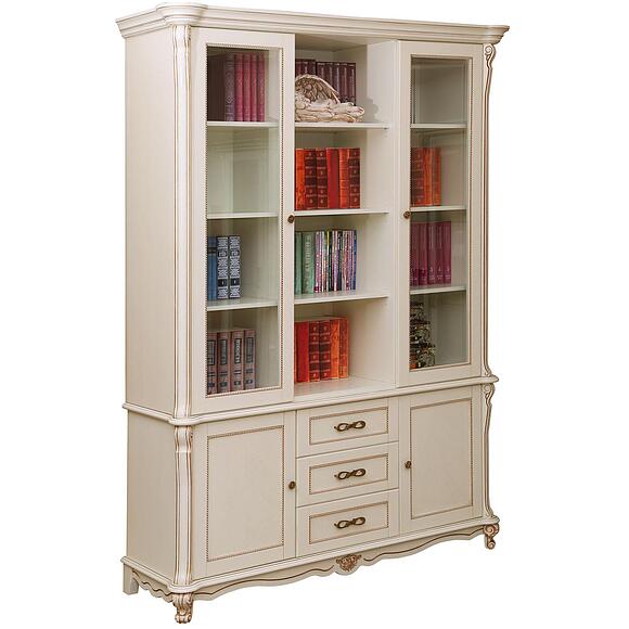 Шкаф комбинированный 3д «Алези» П1.350.2.03 (П395.03), Материал: массив дуба, Цвет: Слоновая кость с золочением (shkaf_kombinir_alezi_p395_03_slon_kost.jpg) Шкаф комбинированный 3д «Алези» П1.350.2.03 (П395.03)