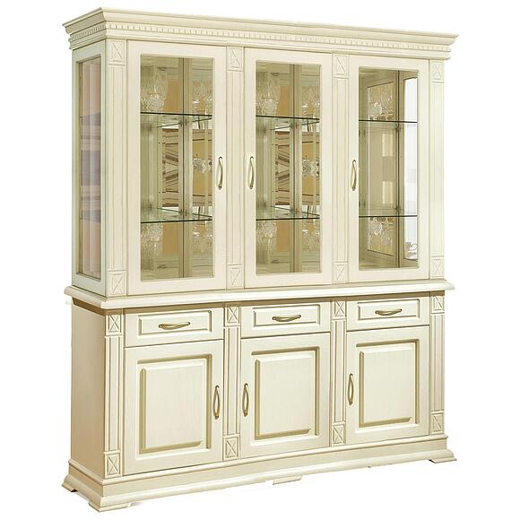 Шкаф комбинированный 3д «Верди Классик» П1.0487.0.20, Материал: массив дуба, Цвет: Слоновая кость (shkaf_kombinir_verdi_3z_p487_20z_slon_kost-1.jpg) Шкаф комбинированный 3д «Верди Классик» П1.0487.0.20