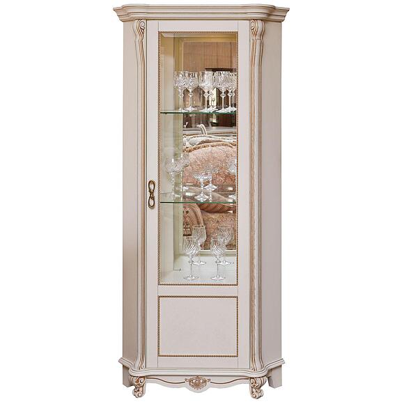 Шкаф с витриной «Алези» П1.350.0.13 (П350.13), Материал: массив дуба, Цвет: Слоновая кость с золочением (shkaf_s_vitrinoi_alezi_10_p350_13_slon_kost.jpg) Шкаф с витриной «Алези» П1.350.0.13 (П350.13)