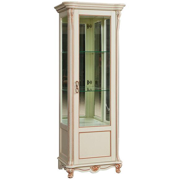 Шкаф-витрина «Алези» П1.350.0.08 (П350.08), Материал: ДСП+шпон, Цвет: Слоновая кость с золочением (shkaf_s_vitrinoi_alezi_8_p350_08_slon_kost.jpg) Шкаф-витрина «Алези» П1.350.0.08 (П350.08)