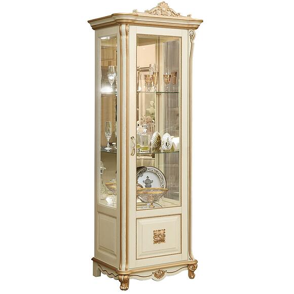 Шкаф-витрина «Алези Люкс» П1.349.0.08 (П350.08л), Материал: массив дуба, Цвет: Слоновая кость с золочением (shkaf_vitrina_Alezi-8_lux-P350_08l_pravilnyiy_.jpg) Шкаф-витрина «Алези Люкс» П1.349.0.08 (П350.08л)