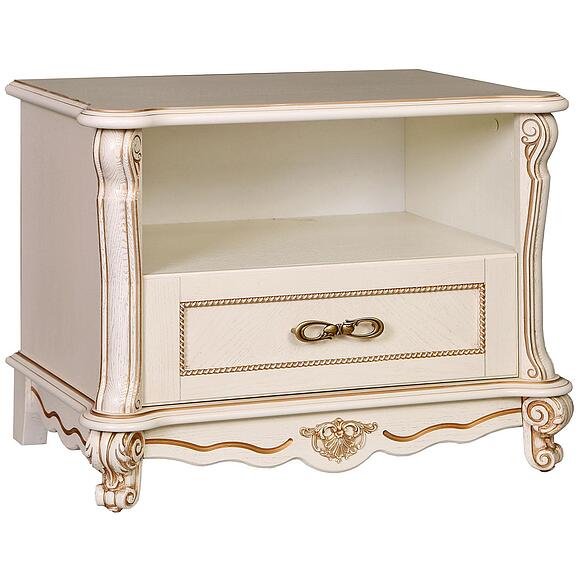 Тумба «Алези» П1.350.0.16 (П350.16), Материал: массив дуба, Цвет: Слоновая кость с золочением (tumba_alezi_tv1_p350_16_slon_kost.jpg) Тумба «Алези» П1.350.0.16 (П350.16)