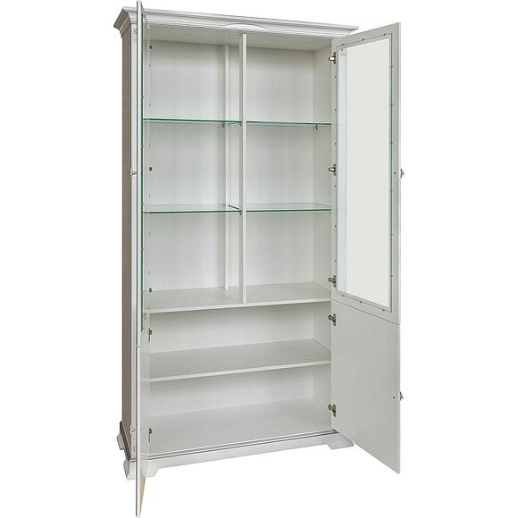 Шкаф с витриной «Мартина 2 3Д» П573.02 3Д , Материал: ЛДСП+МДФ, Цвет: Молоко с серебром