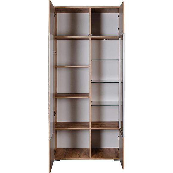 Шкаф с витриной «Гелиос» П550.01-01, Материал: ЛДСП+МДФ, Цвет: Дуб Вотан + белый