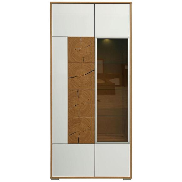 Шкаф с витриной «Гелиос» П550.01-01, Материал: ЛДСП+МДФ, Цвет: Дуб Вотан + белый