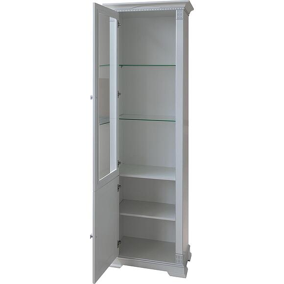 Шкаф с витриной «Мартина Люкс 1.1» П575.01-1, Материал: ЛДСП+МДФ, Цвет: Циркон с серебром