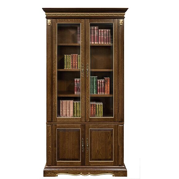 Шкаф комбинированный «Милана 2Д» П4.265.2.10(396.10), Материал: массив дуба, Цвет: Черешня с золочением