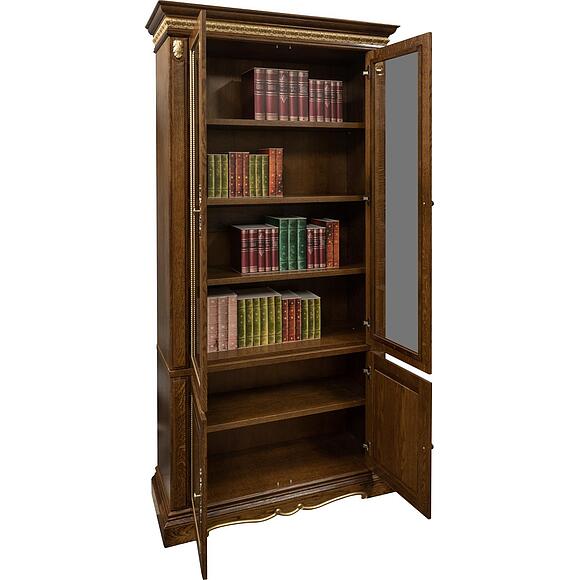 Шкаф комбинированный «Милана 2Д» П4.265.2.10(396.10), Материал: массив дуба, Цвет: Черешня с золочением