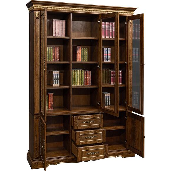 Шкаф комбинированный «Милана 3Д» П4.265.2.13(396.13), Материал: массив дуба, Цвет: Черешня с золочением