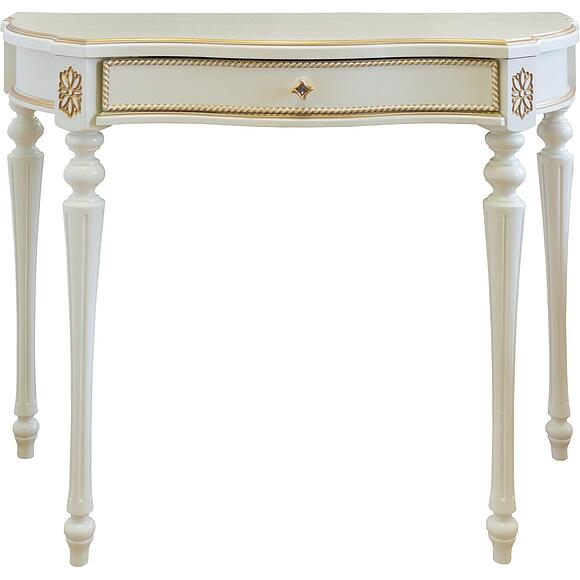 Стол-консоль «Альба» П4.485.1.23, Материал: массив дуба, Цвет: Слоновая кость с золочением