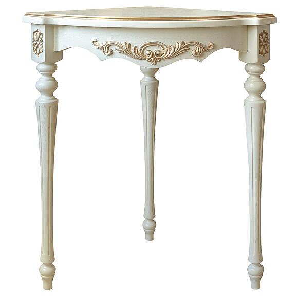 Стол-консоль П613.10, Материал: массив дуба, Цвет: Слоновая кость с золочением