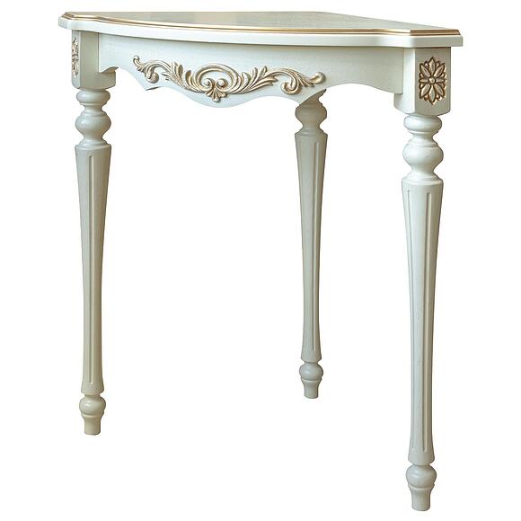 Стол-консоль П613.10, Материал: массив дуба, Цвет: Слоновая кость с золочением