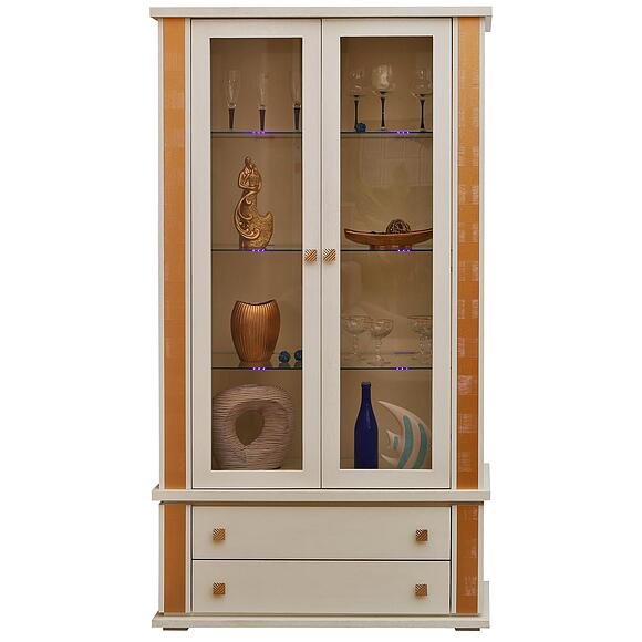 Шкаф с витриной «Тунис» П6.343.0.20 (П343.20Ш), Материал: массив дуба, Цвет: Слоновая кость с золочением (Slonovaya_kost_s_zolocheniem_Shkaf_s_vitrinoj_Tunis_P343-20SH_.jpg) Шкаф с витриной «Тунис» П6.343.0.20 (П343.20Ш), Материал: массив дуба, Цвет: Слоновая кость с золочением