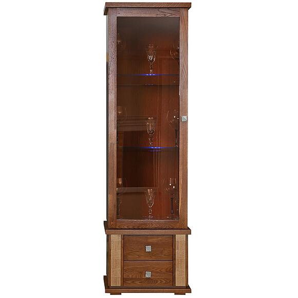 Шкаф с витриной «Тунис» П6.343.0.21-01 (П343.21Ш), Материал: ДСП+шпон, Цвет: Венге c золочением