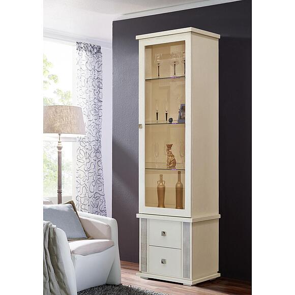 Шкаф с витриной «Тунис» П6.343.0.21 (П343.21-1Ш), Материал: ДСП+шпон, Цвет: Слоновая кость с серебром (Tunis_P343-21sh_-slon_kost-serebro5c30a36ff135e-1.jpg) Шкаф с витриной «Тунис» П6.343.0.21 (П343.21-1Ш), Материал: ДСП+шпон, Цвет: Слоновая кость с серебром