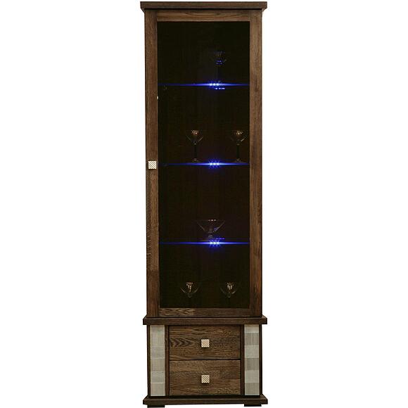 Шкаф с витриной «Тунис» П6.343.0.21 (П343.21-1Ш), Материал: ДСП+шпон, Цвет: Венге с серебром (Venge_s_serebrom_Shkaf_s_vitrinoj_Tunis_P343-21-1SH.jpg) Шкаф с витриной «Тунис» П6.343.0.21 (П343.21-1Ш), Материал: ДСП+шпон, Цвет: Венге с серебром