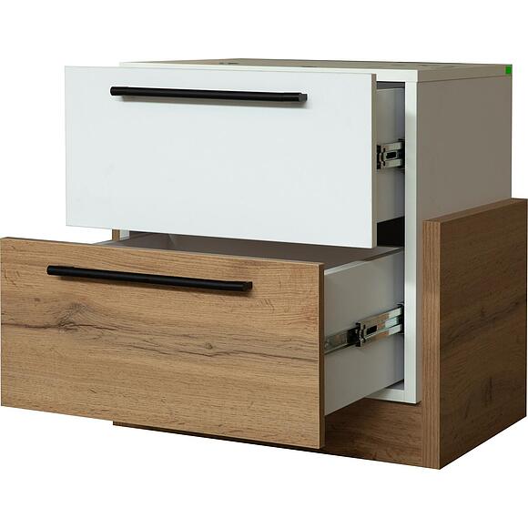 Тумба прикроватная «Гвиана» П631.04 (Белый + дуб вотан), Цвет: Дуб Вотан + белый