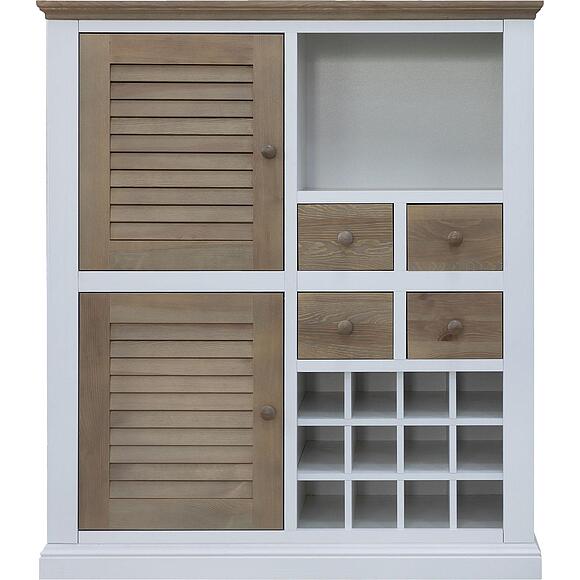 Шкаф комбинированный «Мейсон» БМ2.861.4.59(2689), Материал: массив сосны, Цвет: белый воск + темпо