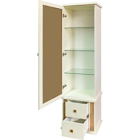 Шкаф с витриной «Тунис» П6.343.0.21-01 (П343.21Ш), Материал: ДСП+шпон, Цвет: Слоновая кость с золочением