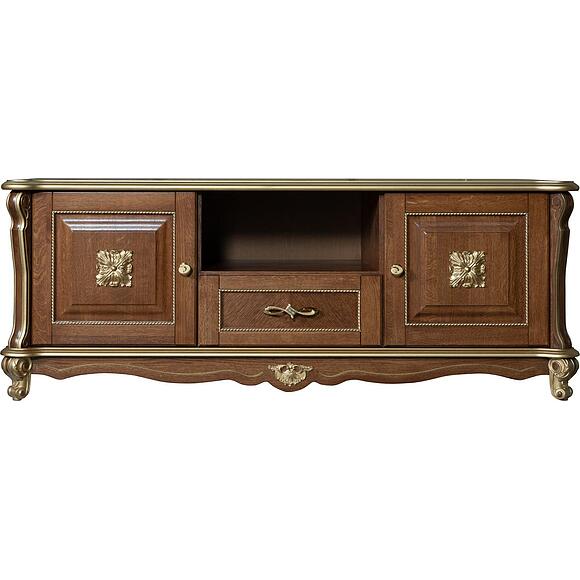 Тумба ТВ «Алези Люкс» П1.349.0.02 (П350.02л), Материал: массив дуба, Цвет: Античная бронза с золочением