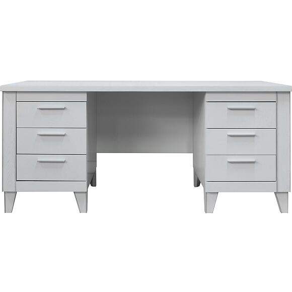 Стол письменный 2т «Амадей» П6.635.2.17 (П635.17), Материал: массив дуба, Цвет: Слоновая кость с серебром