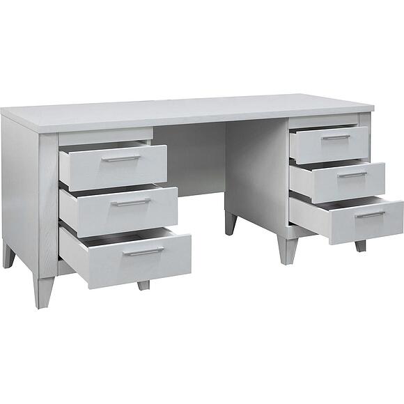 Стол письменный 2т «Амадей» П6.635.2.17 (П635.17), Материал: массив дуба, Цвет: Слоновая кость с серебром