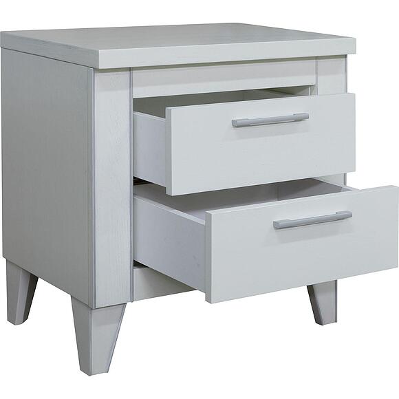 Тумба прикроватная «Амадей» П6.635.1.04, Материал: массив дуба, Цвет: Слоновая кость с серебром