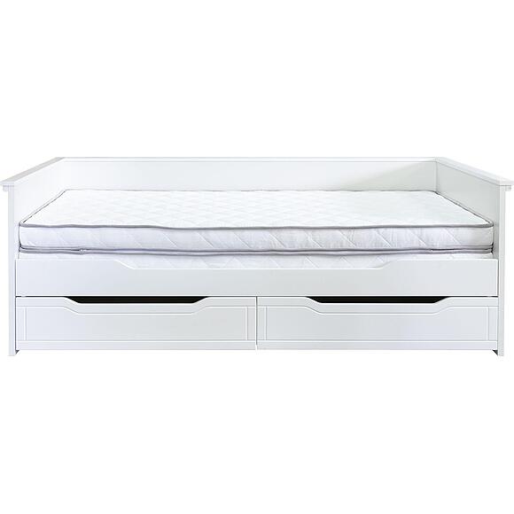 Кровать «Линель» П6.934.5.01, Материал: ЛДСП, Цвет: Молоко+белый , Спальное место: 2000х1800 мм, Размер: 2114×1007×763