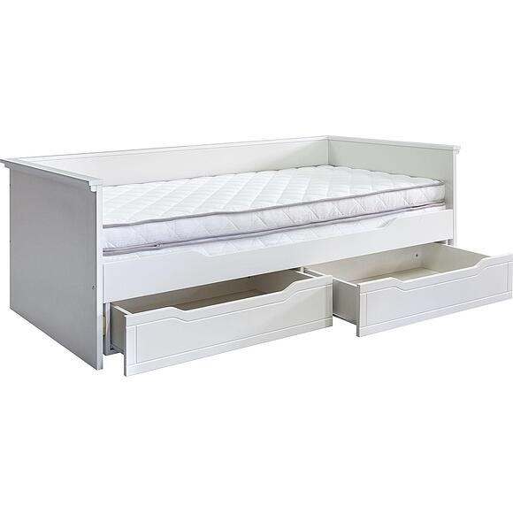 Кровать «Линель» П6.934.5.01, Материал: ЛДСП, Цвет: Молоко+белый , Спальное место: 2000х1800 мм, Размер: 2114×1007×763