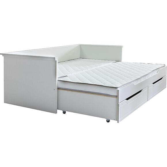 Кровать «Линель» П6.934.5.01, Материал: ЛДСП, Цвет: Молоко+белый , Спальное место: 2000х1800 мм, Размер: 2114×1007×763