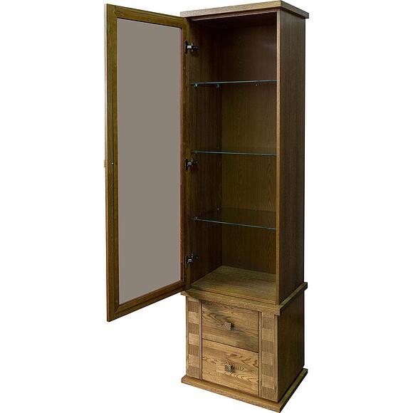 Шкаф с витриной «Тунис» П6.343.0.21-01 (П343.21Ш), Материал: ДСП+шпон, Цвет: дуб рустикаль с золочением