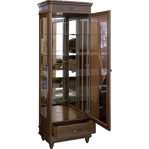 Шкаф-витрина «Юстина Люкс» БМ2.690.0.05(-01), Материал: массив дуба, Цвет: Орех