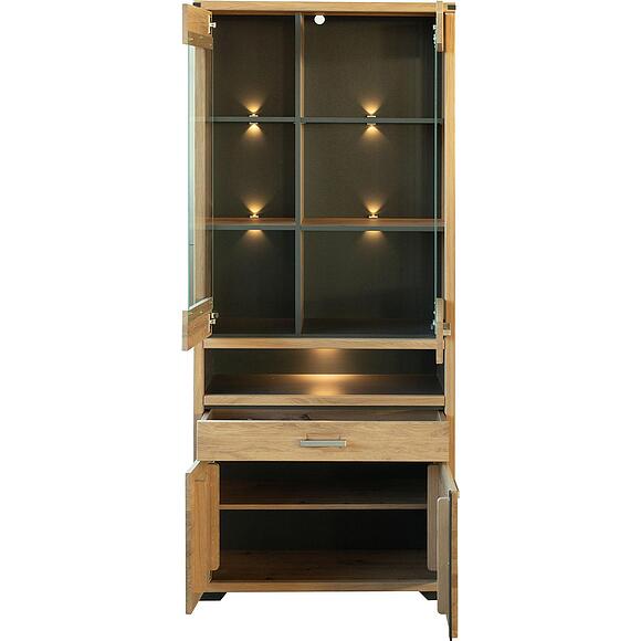 Шкаф-витрина «Генуа» П3.586.0.03, Материал: массив дуба, Цвет: Дуб натуральный+Дуб Онтарио