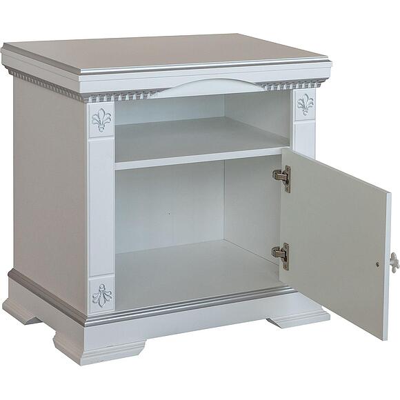 Тумба прикроватная «Мартина» П3.573.1.03, Материал: МДФ, Цвет: Молоко с серебром