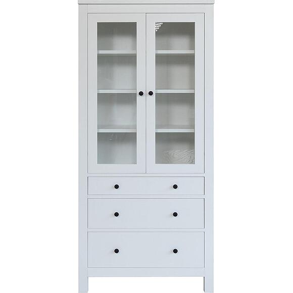 Шкаф-витрина 2д «Нортон» БМ2.768.0.06, Материал: массив сосны, Цвет: Белый воск