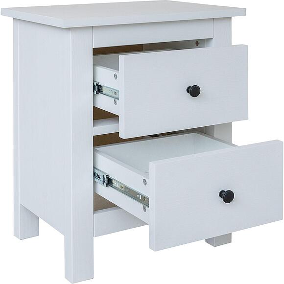 Тумба прикроватная «Нортон» БМ2.768.1.28, Материал: массив сосны, Цвет: Белый воск