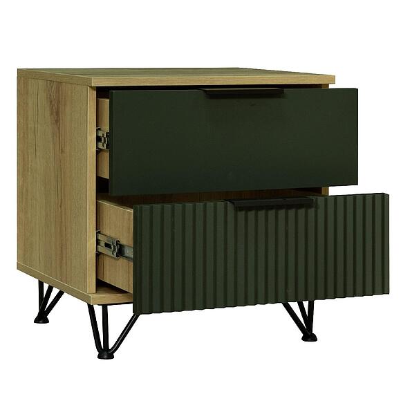 Тумба прикроватная «Рокси» П6.948.1.04, Материал: ЛДСП+МДФ, Цвет: Грин Софт+Дуб Кантри золотой