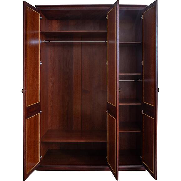 Шкаф для одежды 3д «Бристоль» П3.588.1.02 , Материал: массив дуба, Цвет: Спелая вишня (Schaf_3D_Bristol_P3-588-1-02_spelaya_vishnya__.jpg) Шкаф для одежды 3д «Бристоль» П3.588.1.02 , Материал: массив дуба, Цвет: Спелая вишня