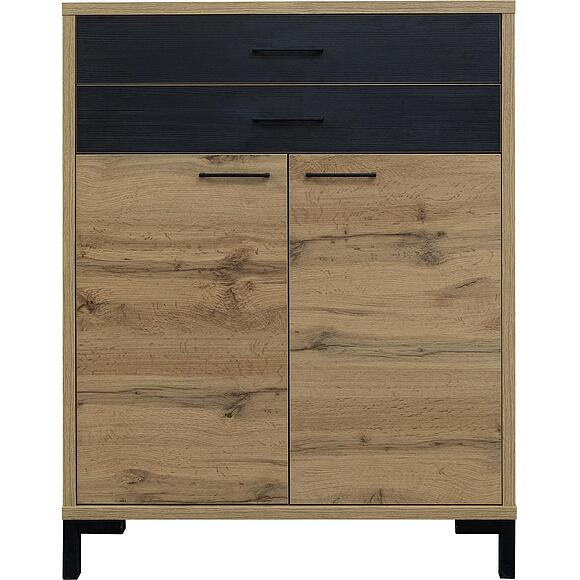 Тумба для обуви «Блэквуд Лофт» P3.0556.3.35, Материал: ЛДСП, Цвет: Дуб Вотан + чёрный