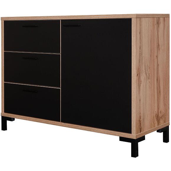 Комод «Блэквуд Лофт» П3.0556.1.14, Материал: ЛДСП, Цвет: Дуб Вотан + чёрный