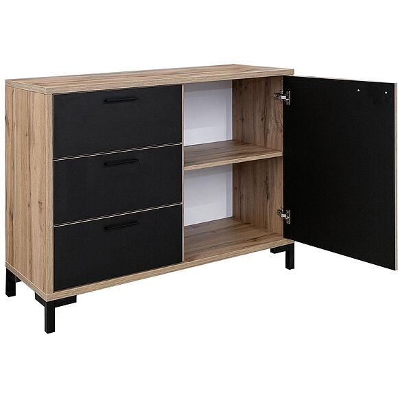 Комод «Блэквуд Лофт» П3.0556.1.14, Материал: ЛДСП, Цвет: Дуб Вотан + чёрный