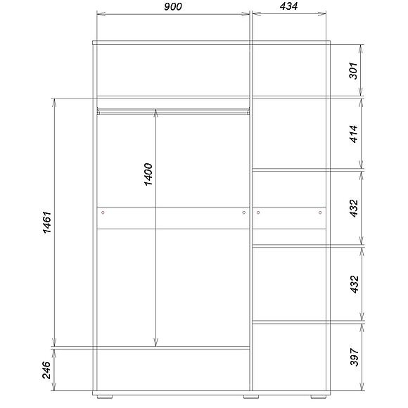 Шкаф для одежды «Блэквуд Лофт» П3.0556.1.28, Материал: ЛДСП, Цвет: Дуб Вотан + чёрный