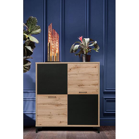 Тумба «Блэквуд Лофт» П3.0556.0.05, Материал: ЛДСП, Цвет: Дуб Вотан + чёрный