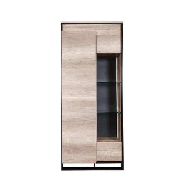 Шкаф с витриной «Каньон Лофт» П3.0561.0.20/40-01, Материал: ЛДСП, Цвет: Дуб Каньон+чёрный