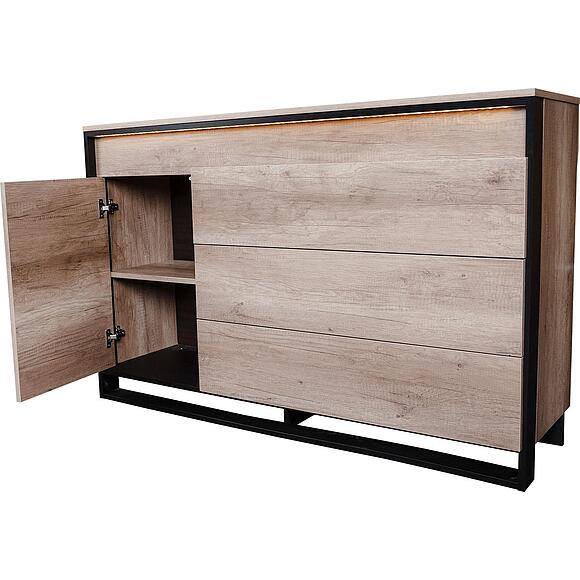 Комод «Каньон Лофт» П3.0561.0.01/21, Материал: ЛДСП, Цвет: Дуб Каньон+чёрный