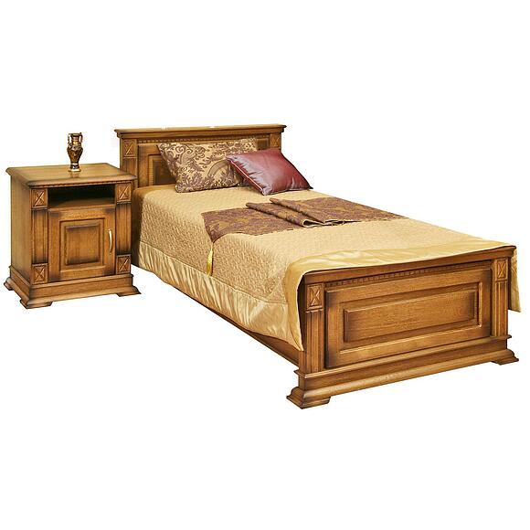 Кровать одинарная «Верди Классик» с высоким изножьем, Материал: массив дуба, Цвет: Дуб рустикаль с патинированием, Механизм трансформации: без механизма, Спальное место: 2000x800 мм, Размер: 2187×974×851