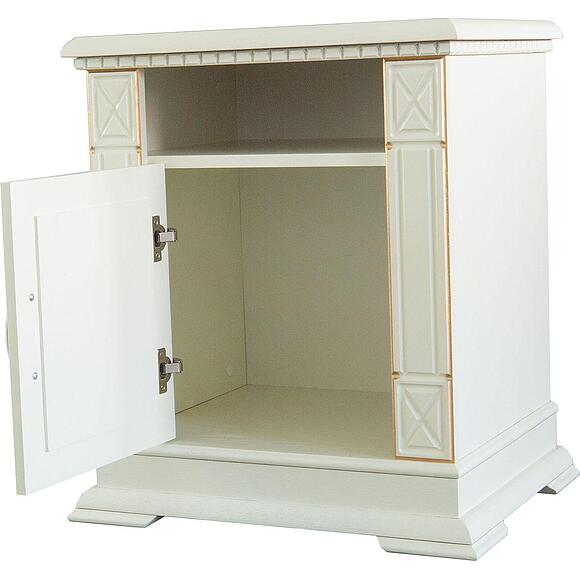 Тумба прикроватная «Верди Классик» П3.0487.1.03-01, Материал: массив дуба, Цвет: Слоновая кость с золочением