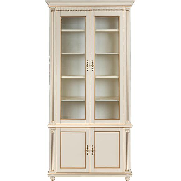 Шкаф для книг «Валенсия Классик» П3.0589.2.05, Материал: массив дуба, Цвет: Античная темпера с золочением